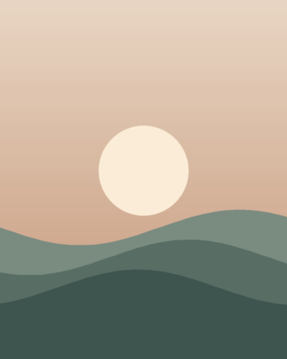 Soft dawn light rising over layered green hills